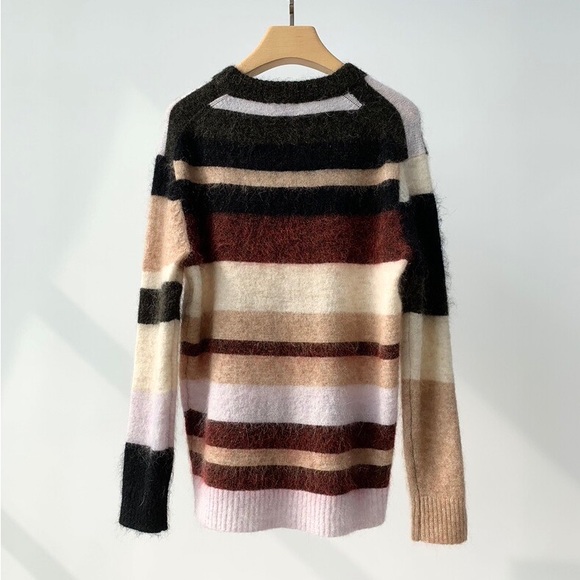 🍁ACNE STUDIOS Green and Red Kalbah Mohair Striped Sweater - Picture 2 of 16